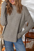 Ribbed High Neck Stretch Knit Long Sleeve Top
